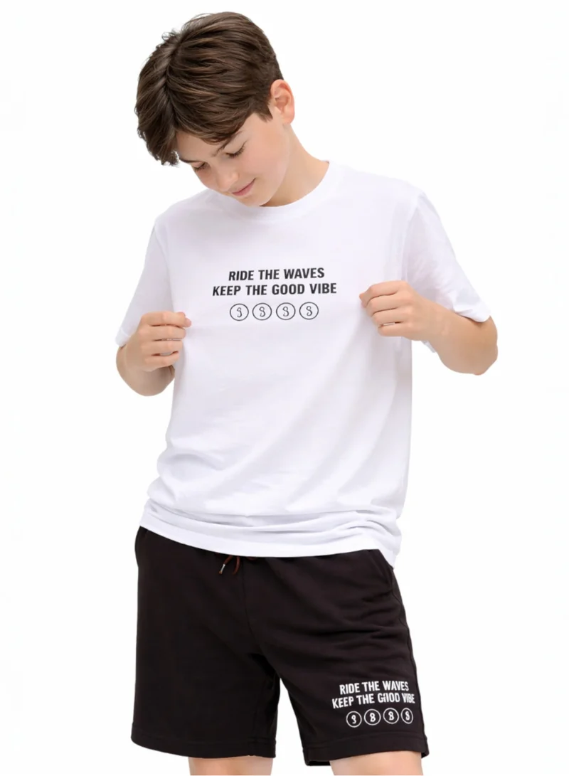 Victor And Jane  Boys 2 Pc "Ride the Waves" T-Shirt & Shorts Set (Relaxed Fit) for Men | Best Price UAE